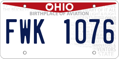 OH license plate FWK1076