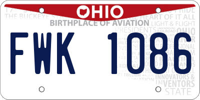 OH license plate FWK1086