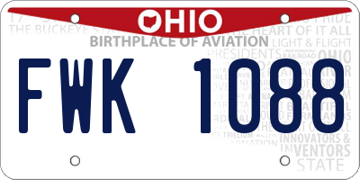 OH license plate FWK1088