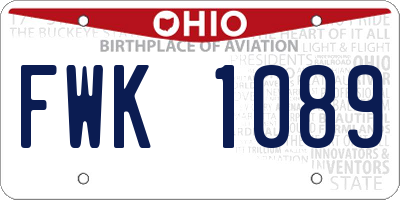 OH license plate FWK1089