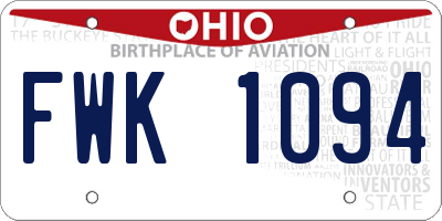 OH license plate FWK1094