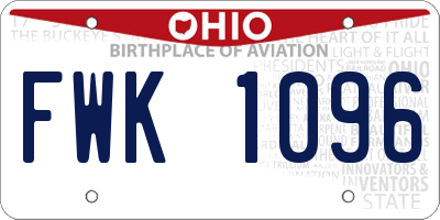 OH license plate FWK1096