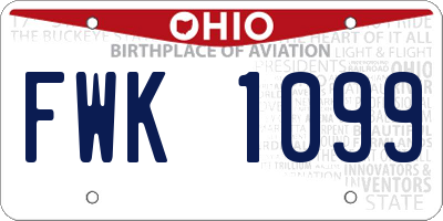 OH license plate FWK1099