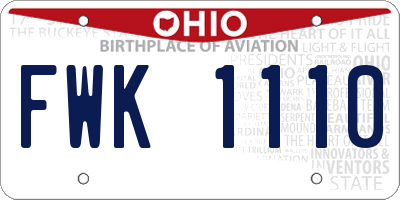 OH license plate FWK1110