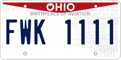 OH license plate FWK1111