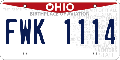 OH license plate FWK1114