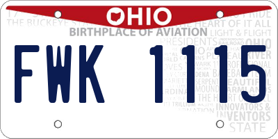 OH license plate FWK1115