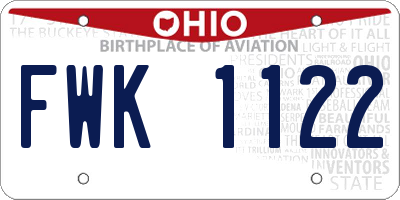 OH license plate FWK1122