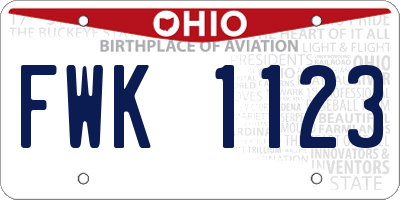 OH license plate FWK1123