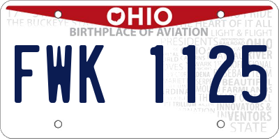 OH license plate FWK1125