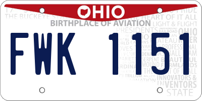 OH license plate FWK1151