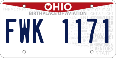 OH license plate FWK1171