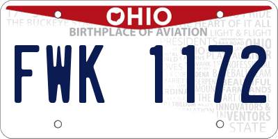 OH license plate FWK1172