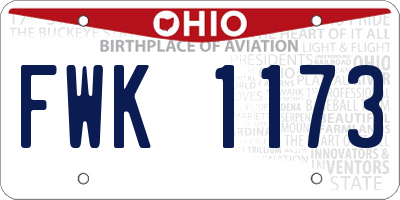 OH license plate FWK1173