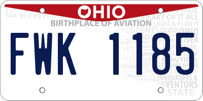 OH license plate FWK1185