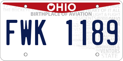 OH license plate FWK1189