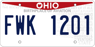 OH license plate FWK1201