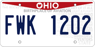 OH license plate FWK1202