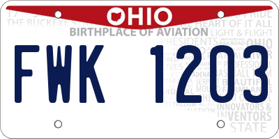 OH license plate FWK1203