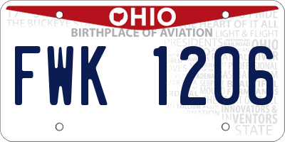 OH license plate FWK1206