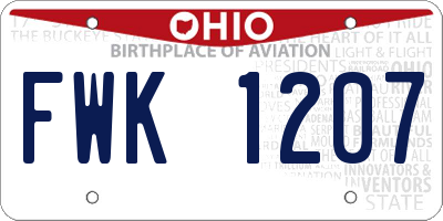 OH license plate FWK1207