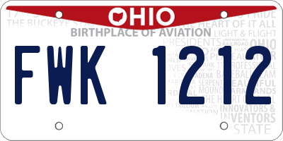 OH license plate FWK1212