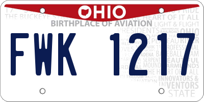 OH license plate FWK1217