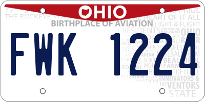OH license plate FWK1224