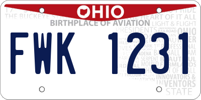OH license plate FWK1231