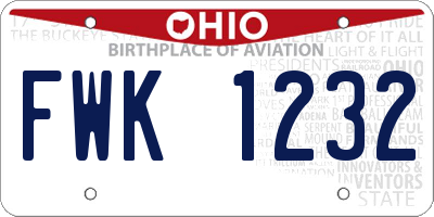 OH license plate FWK1232
