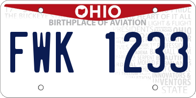 OH license plate FWK1233