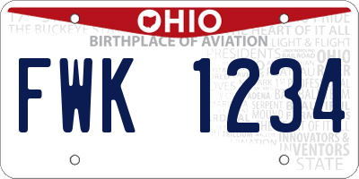 OH license plate FWK1234