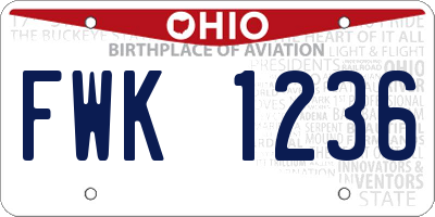 OH license plate FWK1236