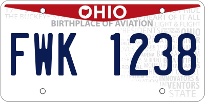 OH license plate FWK1238