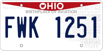 OH license plate FWK1251