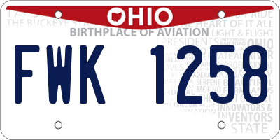 OH license plate FWK1258