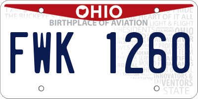 OH license plate FWK1260