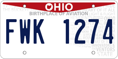 OH license plate FWK1274