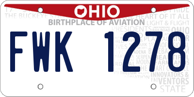 OH license plate FWK1278
