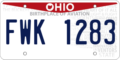 OH license plate FWK1283