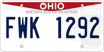 OH license plate FWK1292