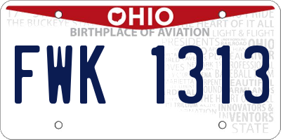 OH license plate FWK1313