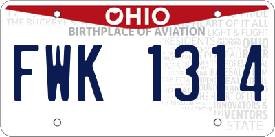 OH license plate FWK1314