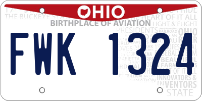OH license plate FWK1324