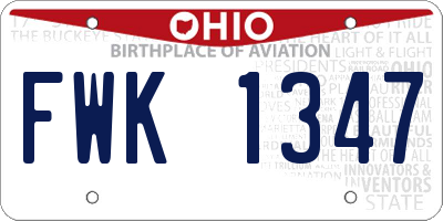 OH license plate FWK1347