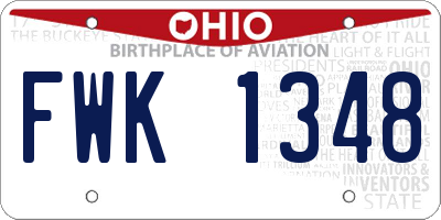 OH license plate FWK1348