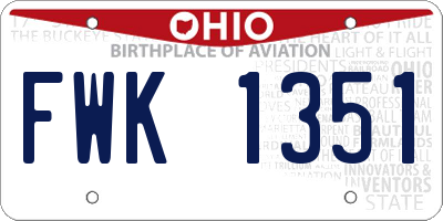 OH license plate FWK1351