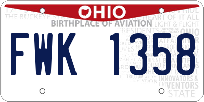OH license plate FWK1358