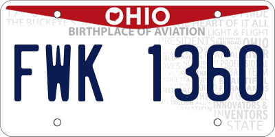 OH license plate FWK1360