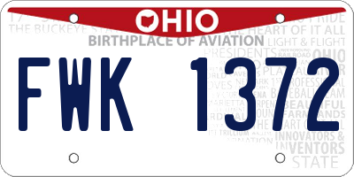 OH license plate FWK1372